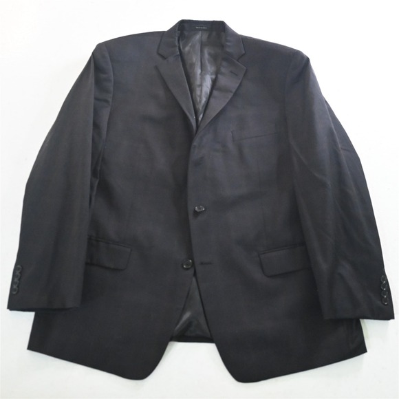 NEW Calvin Klein‎ 46R Black Windowpane 100% Wool Mens Blazer Jacket Sport Coat